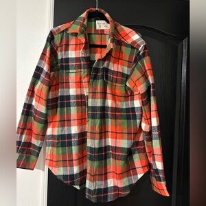 Red and Green Button Down Plaid Shirt